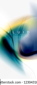 Fluid flowing wave abstract background, vector techno design