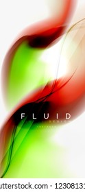 Fluid flowing wave abstract background, vector techno design