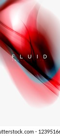 Fluid flowing wave abstract background, vector techno design