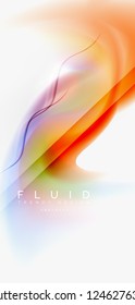 Fluid flowing wave abstract background, vector techno design