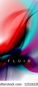 Fluid flowing wave abstract background, vector techno design