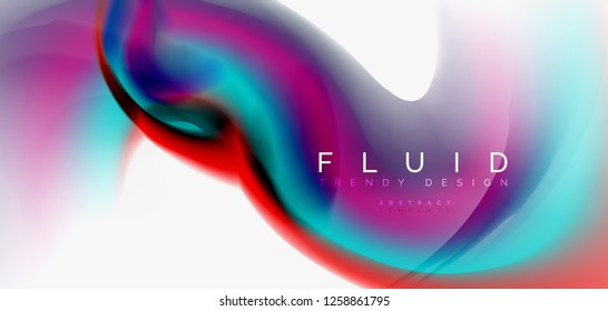 Fluid flowing wave abstract background, vector techno design