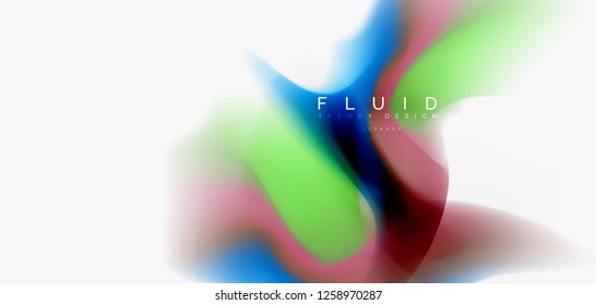 Fluid flowing wave abstract background, vector techno design