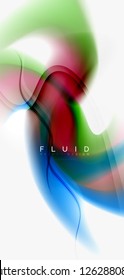 Fluid flowing wave abstract background, vector techno design