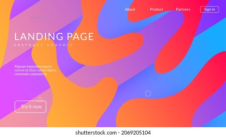 Fluid Flyer. Rainbow Pattern. Multicolor Composition. Futuristic Shape. Violet Bright Background. Wave Liquid Poster. Graphic Page. Flat Landing Page. Lilac Fluid Flyer