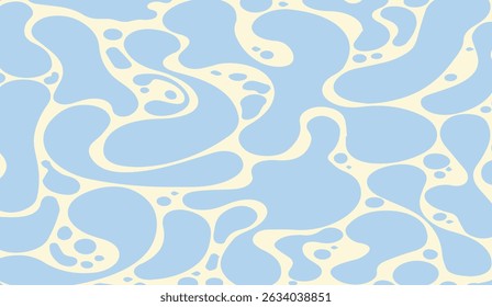 Fluid Forms: Abstract Seamless Pattern with Light Blue Shapes and Creamy Background for Modern Textile Designs, Wallpapers and Creative Projects