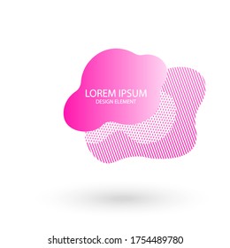 Fluid frame isolated on white background. Abstract liquid pink shape, colorful elements, gradient waves with geometric lines.