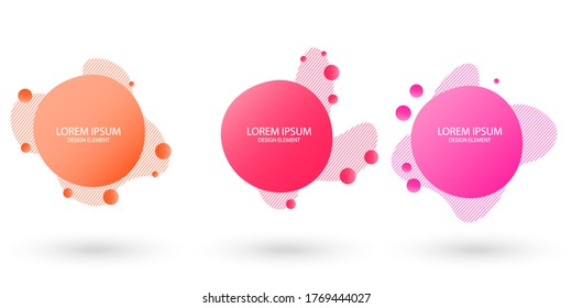 Fluid frame isolated on white background. Set of abstract liquid shapes, colorful elements, gradient waves with geometric lines, dynamical forms. Vector flat design for banners, flyers, business card.