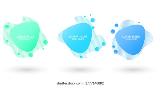 Fluid frame isolated on white background. Set of abstract liquid shapes, colorful elements, gradient waves with geometric lines, dynamical forms. Vector flat design for banners, flyer, business cards.