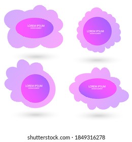 Marco fluido aislado sobre fondo blanco. Forma líquida abstracta, elementos coloridos, ondas degradadas con líneas geométricas. Diseño de vectores planos para banners, volantes, tarjetas de visita, invitaciones, tarjetas de regalo.