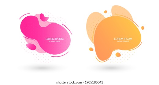 Fluid frame isolated on white background. Set of abstract liquid shapes, colorful elements, gradient waves with geometric lines, dynamical forms. Vector flat design for banners, flyers, business cards