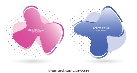 Fluid frame isolated on white background. Set of abstract liquid shapes, colorful elements, gradient waves with geometric lines, dynamical forms. Vector flat design for banners, flyers, business card.