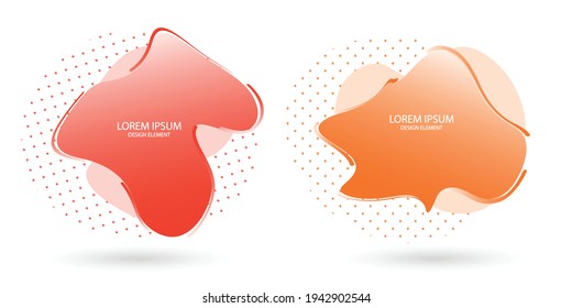 Fluid frame isolated on white background. Set of abstract liquid shapes, colorful elements, gradient waves with geometric lines, dynamical forms. Vector flat design for banners, flyers, business cards
