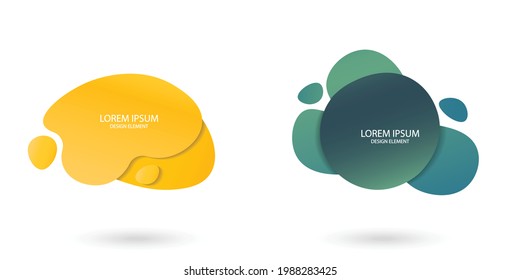 Fluid frame isolated on white background. Set of abstract liquid shapes, colorful elements, gradient waves with geometric lines, dynamical forms. Vector flat design for banner, flyer, business card.