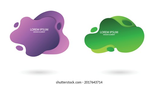 Fluid frame isolated on white background. Set of abstract liquid shapes, colorful elements, gradient waves with geometric lines, dynamical forms. Vector flat design for banner, flyer, business card.