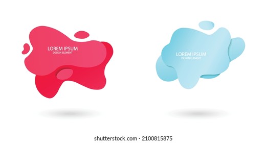 Marco fluido aislado sobre fondo blanco. Conjunto de formas líquidas abstractas, elementos coloridos, ondas degradadas con líneas geométricas, formas dinámicas. Diseño plano vectorial para banner, volante, tarjeta de visita.