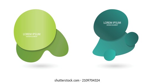 Marco fluido aislado sobre fondo blanco. Conjunto de formas líquidas abstractas, elementos coloridos, ondas degradadas con líneas geométricas, formas dinámicas. Diseño plano vectorial para banner, volante, tarjeta de visita.