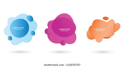 Fluid frame isolated on white background. Set of abstract liquid shapes, colorful elements, gradient waves with geometric lines, dynamical forms. Vector flat design for banner, flyer, business card.