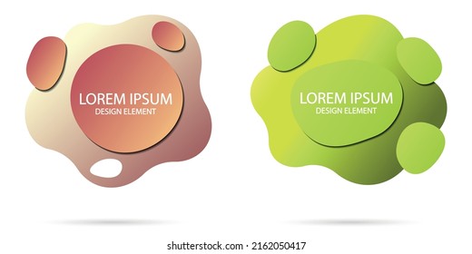 Fluid frame isolated on white background. Set of abstract liquid shapes, colorful elements, gradient waves with geometric lines, dynamical forms. Vector flat design for banner, flyer, business card.