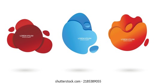 Fluid frame isolated on white background. Set of abstract liquid shapes, colorful elements, gradient waves with geometric lines, dynamical forms. Vector flat design for banner, flyer, business card.