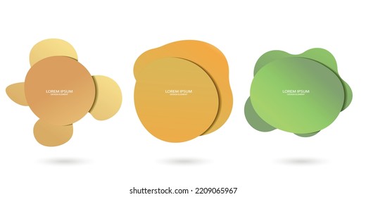 Marco fluido aislado sobre fondo blanco. Conjunto de formas líquidas abstractas, elementos coloridos, ondas degradadas con líneas geométricas, formas dinámicas. Diseño plano vectorial para banner, volante, tarjeta de visita.