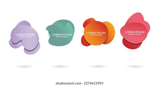 Fluid frame isolated on white background. Set of abstract liquid shapes, colorful elements, gradient waves with geometric lines, dynamical forms. Vector flat design for banner, flyer, business card.