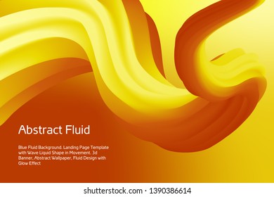 fluid futuristic technology website background in orange and yellow color. Long 3d Abstract background