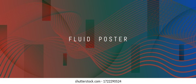 Fluid Geometric Abstract. Wave Dynamic Shape Hintergrund. Red Technology Poster. Gradient-Vorlage für Memphis. Flussdesign. 3D-Vektorhintergrund. Futuristische Geometrische Abstrakte. Farblinie.