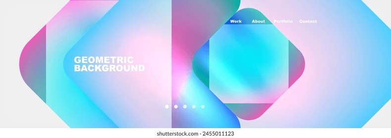 A fluid geometric background with a gradient of azure and magenta, resembling gas and liquid merging. Shades of electric blue, pink, and violet add depth to the design