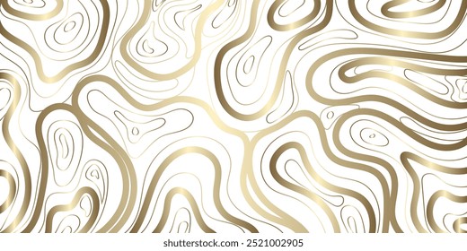 Fluid Golden Topography: Modern Abstract Wave Lines
