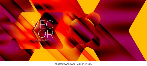 Fondo mínimo geométrico mínimo de flecha de gradiente de flujo. Diseño de flujo líquido vibrante, cautivador con elementos elegantes y dinámicos