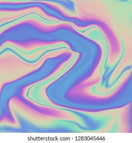 Fluid gradient background design. Futuristic liquid abstract colorful wallpaper.Holographic texture in blue pink green colors . Holographic color wrinkled foil. Holographic rainbow foil abstract