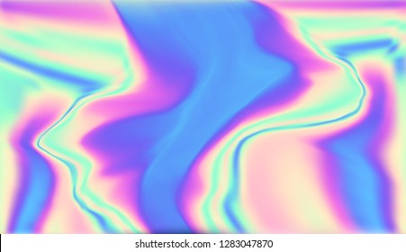 Fluid gradient background design. Futuristic liquid abstract colorful wallpaper.Holographic texture in blue pink green colors . Holographic color wrinkled foil. Holographic rainbow foil abstract