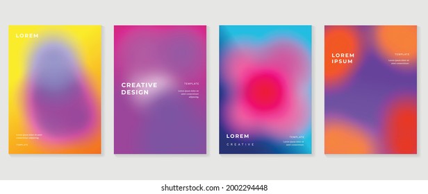  Farbverlauf-Hintergrund. Minimalistische Plakate, Decken, Wandkunst mit bunten geometrischen Formen und flüssiger Farbe. Modernes Tapete-Design für Präsentation, Hausdekoration.  Website und Banner.