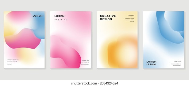 Farbverlauf-Hintergrund. Minimalistische Plakate, Decken, Wandkunst mit bunten geometrischen Formen und flüssiger Farbe. Modernes Tapete-Design für Präsentation, Hausdekoration.  Website und Banner.