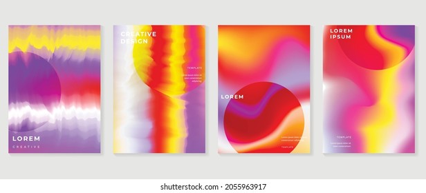 Farbverlauf-Hintergrund. Minimalistische Plakate, Decken, Wandkunst mit bunten geometrischen Formen und flüssiger Farbe. Modernes Tapete-Design für Präsentation, Hausdekoration.  Website und Banner.