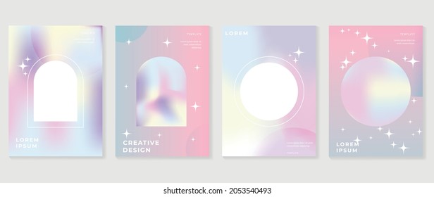 Fluid gradient background vector. Cute and minimalist style posters, Photo frame cover with pastel colorful geometric shapes and liquid color. Modern wallpaper design for social media, idol poster. - Shutterstock ID 2053540493