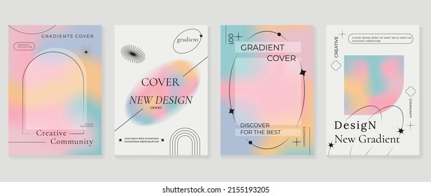 Fluid gradient background vector. Cute and minimalist style posters, Photo frame cover with pastel colorful geometric shapes and liquid color. Modern wallpaper design for social media, idol poster.