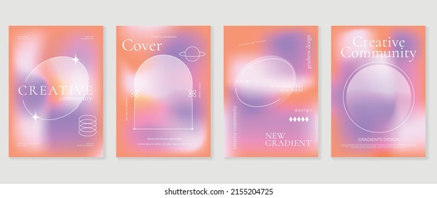 Fluid gradient background vector. Cute and minimalist style posters, Photo frame cover with pastel colorful geometric shapes and liquid color. Modern wallpaper design for social media, idol poster.