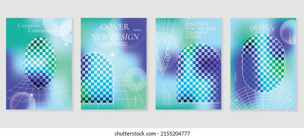 Fluid gradient background vector. Cute and minimalist style posters, Photo frame cover with pastel colorful geometric shapes and liquid color. Modern wallpaper design for social media, idol poster.