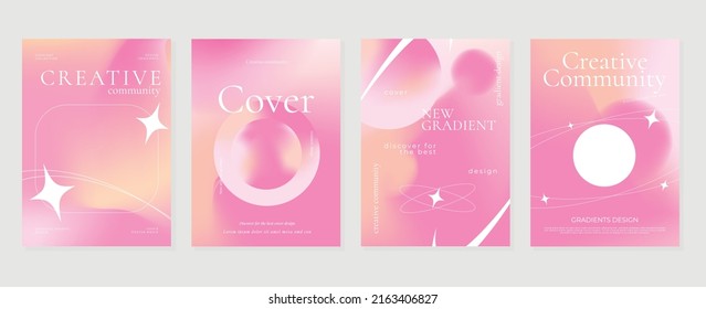 Fluid gradient background vector. Cute and minimal style posters with pink color, geometric shapes and liquid color. Modern wallpaper design for social media, idol poster, banner, flyer.