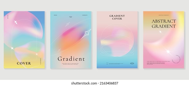 Fluid gradient background vector. Cute and minimal style posters with colorful, geometric shapes, stars and liquid color. Modern wallpaper design for social media, idol poster, banner, flyer. - Shutterstock ID 2163406837