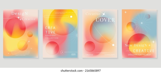 Fluid gradient background vector. Cute and minimal style posters with circle shapes, vibrant color, star, planet. Modern gradient wallpaper design for social media, idol poster, banner, flyer.