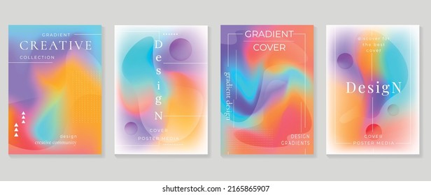 Fluid gradient background vector. Cute and minimal style posters with colorful geometric shapes, vibrant color. Modern gradient wallpaper design for social media, idol poster, banner, flyer.