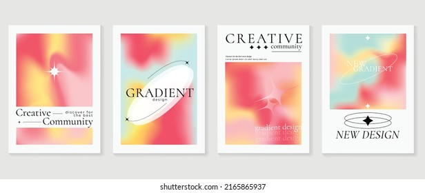 Fluid gradient background vector. Cute and minimal style posters with colorful shapes, vibrant color, star. Modern gradient wallpaper design for social media, idol poster, banner, flyer.