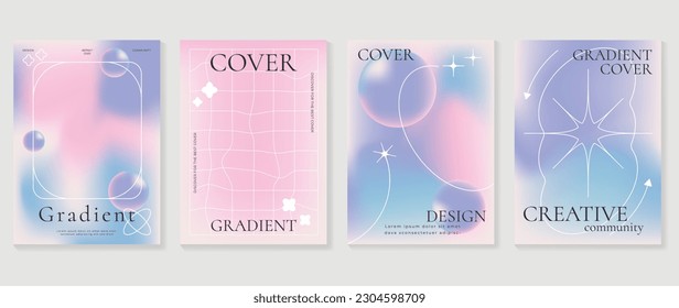 Fluid gradient background vector. Cute and minimal style posters with colorful, geometric shapes, star and liquid color. Modern wallpaper design for social media, idol poster, banner, flyer.