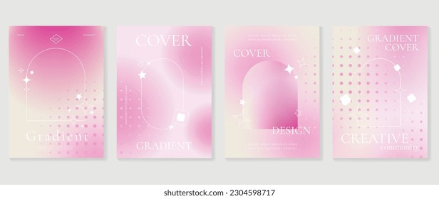 Fluid gradient background vector. Cute and minimal style posters with colorful, geometric shapes, star, halftone and liquid color. Modern wallpaper design for social media, idol poster, banner, flyer.