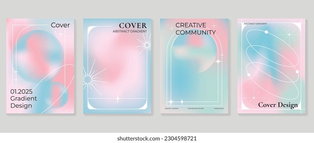 Fluid gradient background vector. Cute and minimal style posters with colorful, geometric shapes, star and liquid color. Modern wallpaper design for social media, idol poster, banner, flyer.