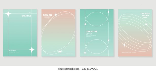 Fluid gradient background vector. Cute and minimal style posters with colorful, geometric shapes, frame, sparkle and liquid color. Modern wallpaper design for social media, idol poster, banner, flyer.