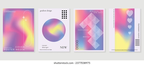 Fluid gradient background vector. Cute and minimal style posters with colorful, geometric shapes, liquid color. Modern wallpaper design for social media, idol poster, banner, flyer.
